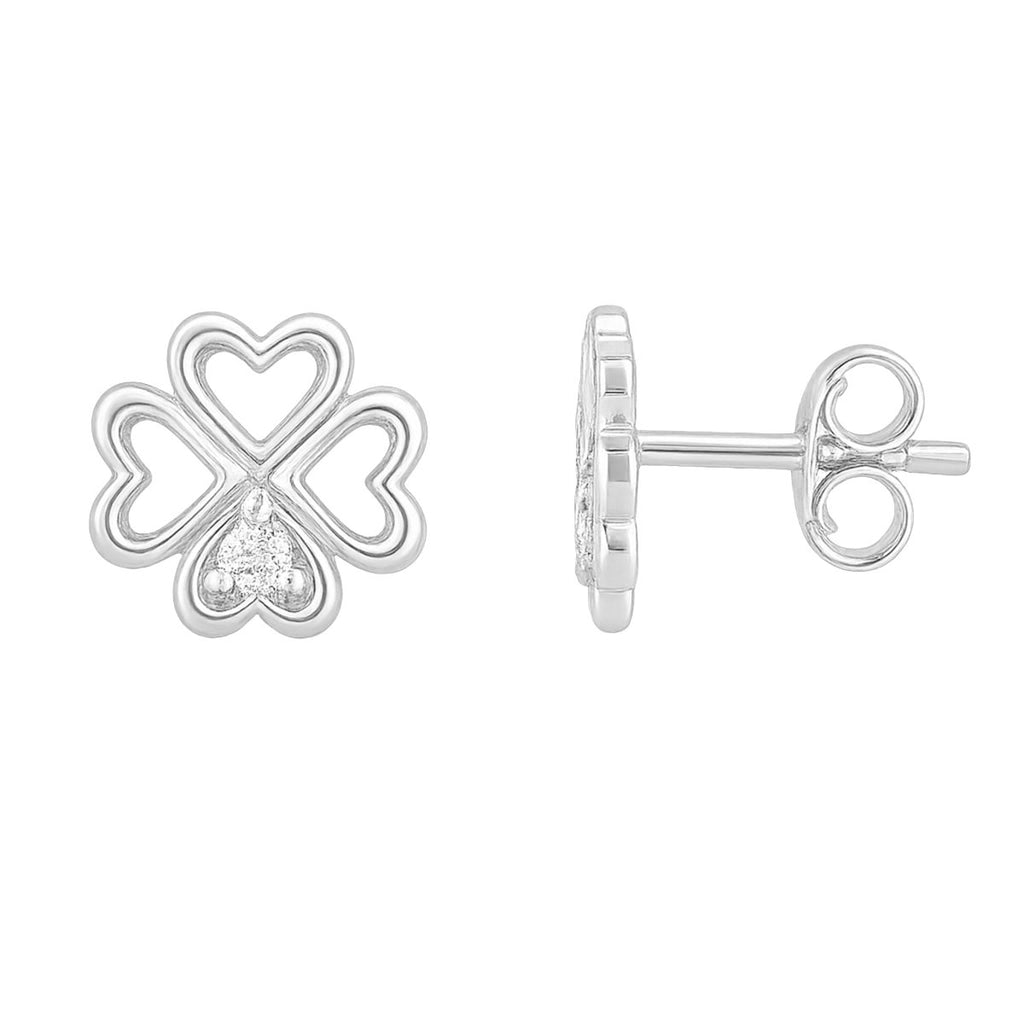 Kleeblatt Ohrstecker mit Zirkonia weiss 7 mm - Shanti Enterprise AG