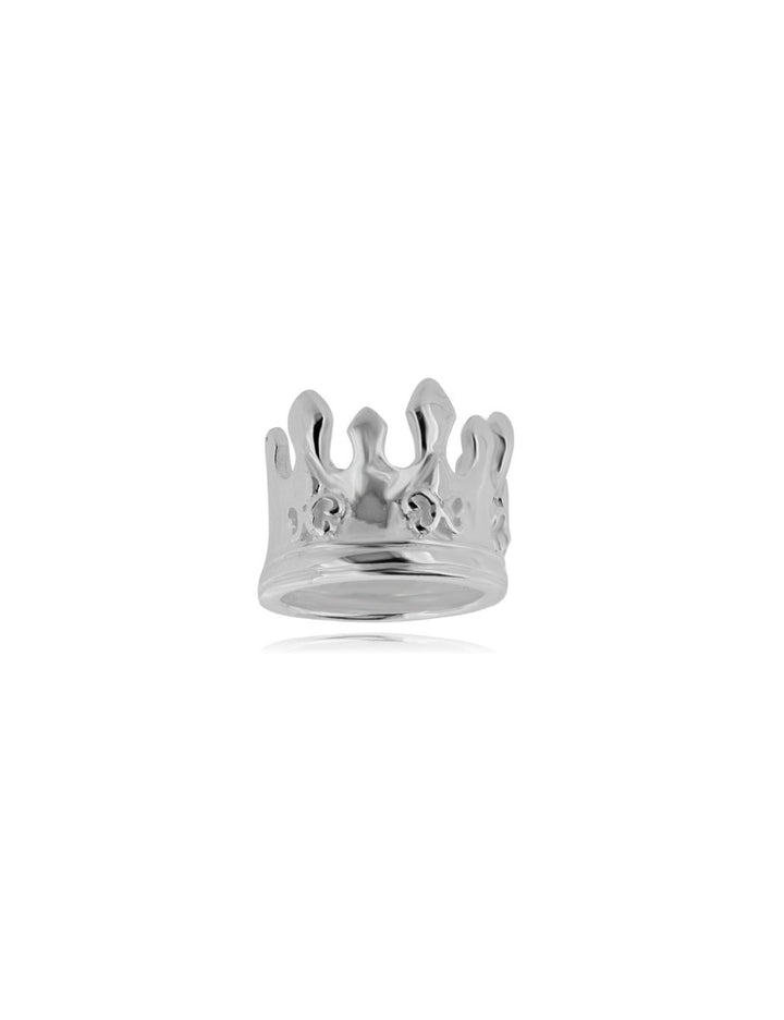 Kronen Silberring 18 mm mit 3 Lilien Struktur einseitig Schiene unten gerillt 10 mm breit Silber 925 - Shanti Enterprise AG