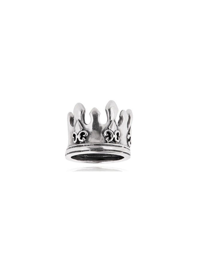 Kronen Silberring 18 mm mit 3 Lilien Struktur einseitig Schiene unten gerillt 10 mm breit Silber 925 - Shanti Enterprise AG