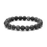 Labradorit grau Herren Armband matt rund 20 cm auf Elast