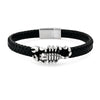 Leder Edelstahl Armband schwarz 10 mm breit Skorpion Zwischenteil mit Klick Verschluss Edelstahl - Shanti Enterprise AG