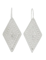 Ohrhänger mit Bügel fix Silber Rhombus 18x34 mm verziert getupft