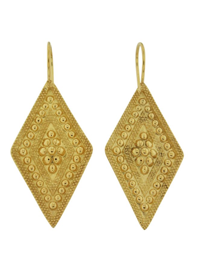 Ohrhänger mit Bügel fix Silber Rhombus 18x34 mm verziert getupft - Shanti Enterprise AG