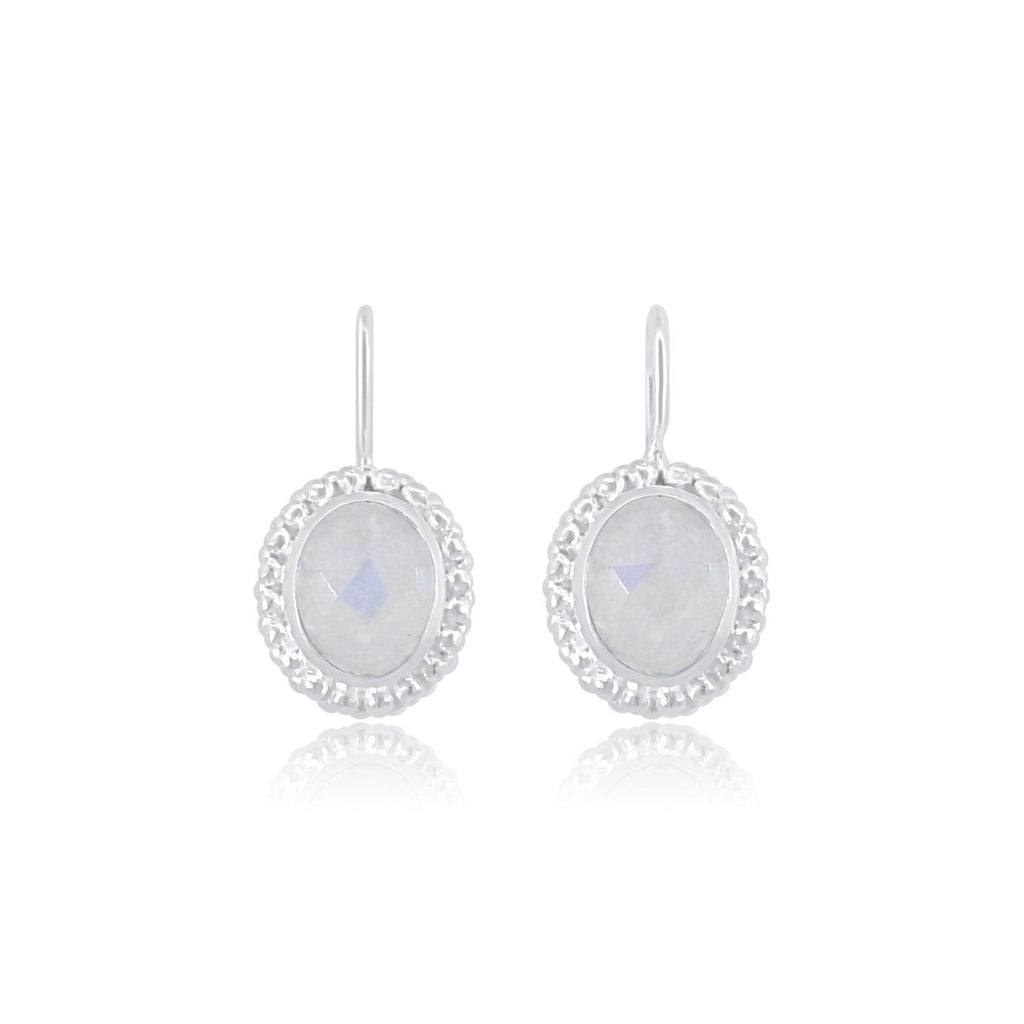 Ohrhänger Silber facett.oval 12x10 mm Fassung zweireihig fein getupft mit Bügel fix - Shanti Enterprise AG