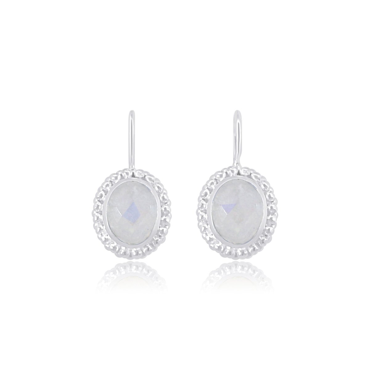 Ohrhänger Silber facett.oval 12x10 mm Fassung zweireihig fein getupft mit Bügel fix - Shanti Enterprise AG