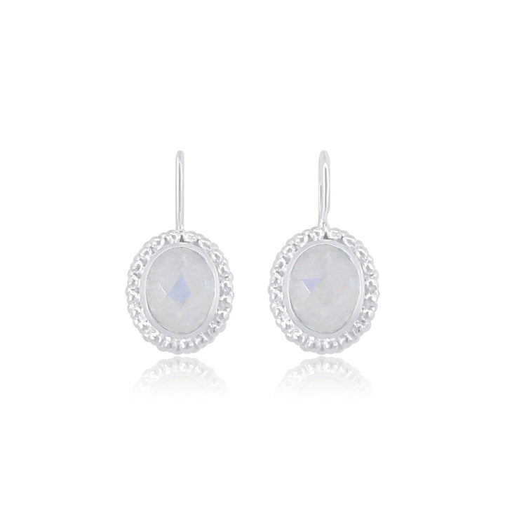 Ohrhänger Silber facett.oval 12x10 mm Fassung zweireihig fein getupft mit Bügel fix - Shanti Enterprise AG