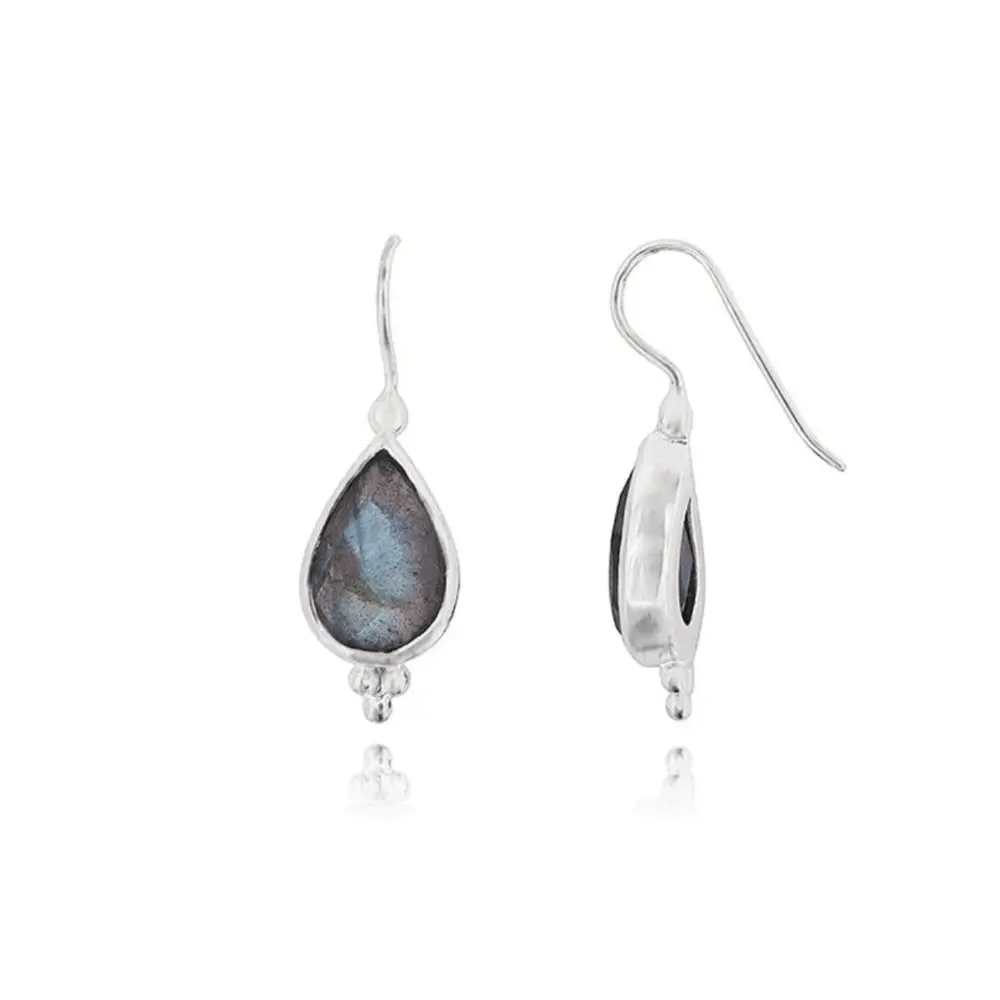 Ohrhänger Tropfen facettiert 14 mm x 10 mm mit 3 Punkten am Ende Silber 925 ec - Shanti Enterprise AG