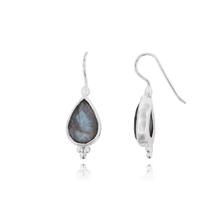 Ohrhänger Tropfen facettiert 14 mm x 10 mm mit 3 Punkten am Ende Silber 925 ec - Shanti Enterprise AG