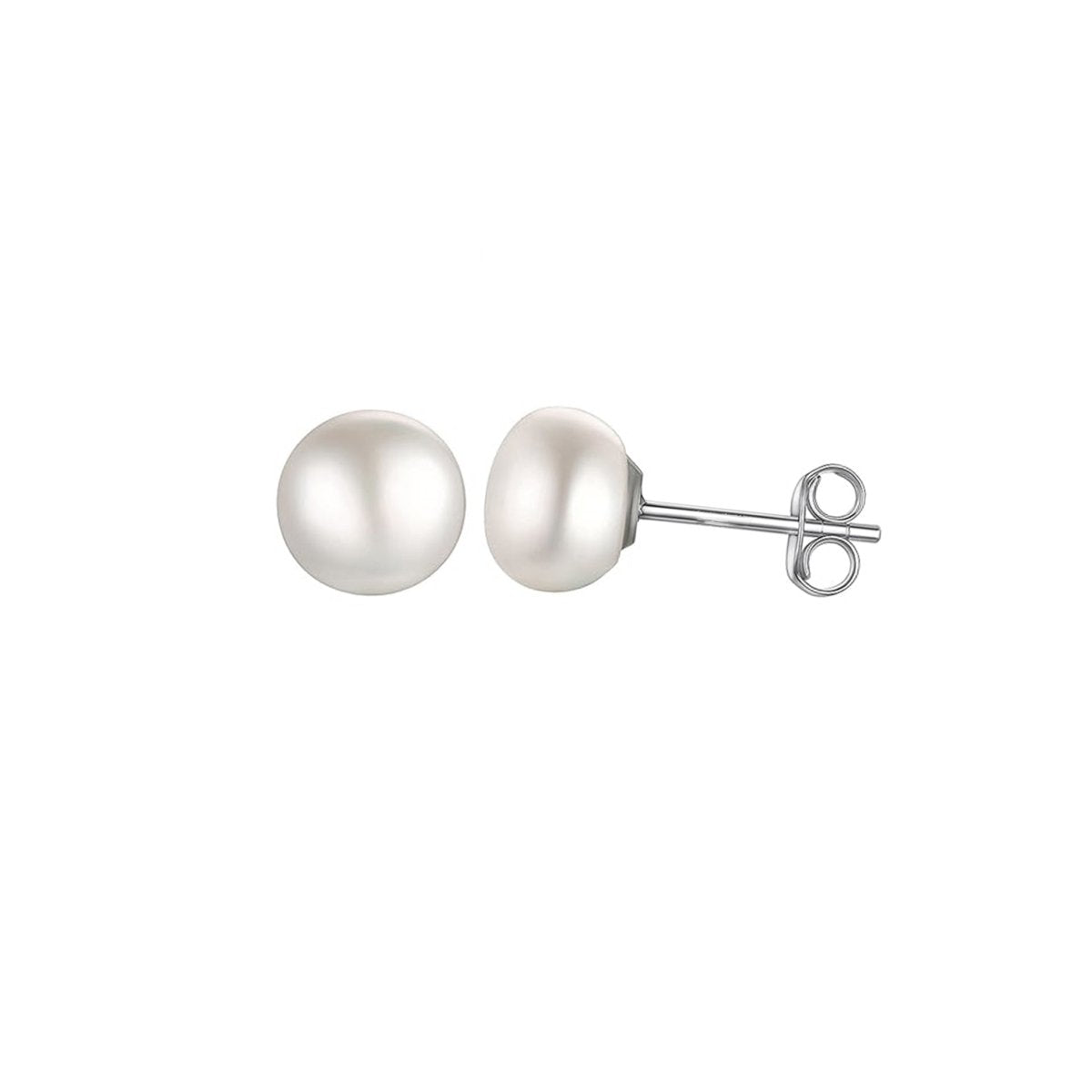 Ohrstecker Perlen weiss halbrund mit Silberbrisur (Naturprodukt Abweichungen möglich) - Shanti Enterprise AG