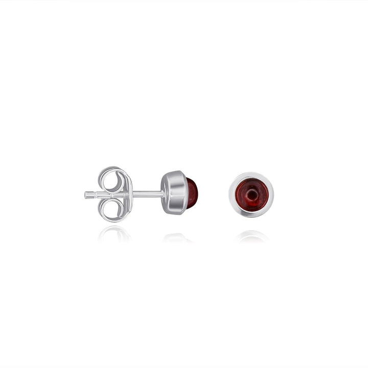 Ohrstecker poliert, rund 6 mm, einfach, mit gefasstem Stein - Shanti Enterprise AG