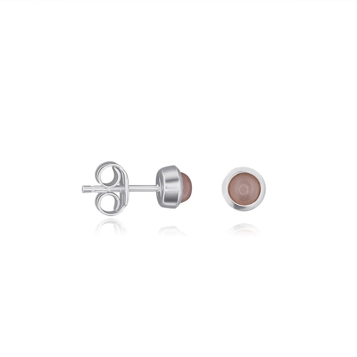 Ohrstecker poliert, rund 6 mm, einfach, mit gefasstem Stein - Shanti Enterprise AG