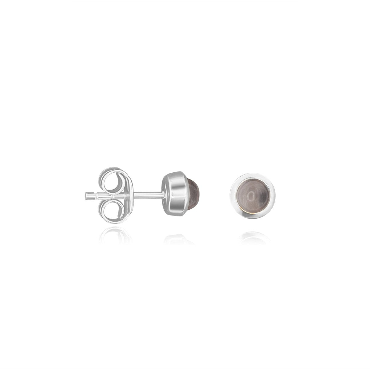 Ohrstecker poliert, rund 6 mm, einfach, mit gefasstem Stein - Shanti Enterprise AG
