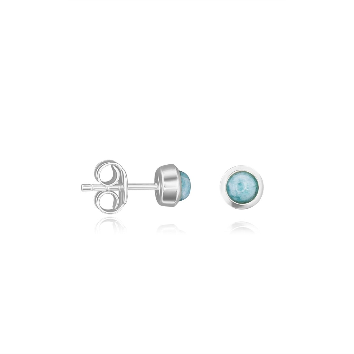 Ohrstecker poliert, rund 6 mm, einfach, mit gefasstem Stein - Shanti Enterprise AG