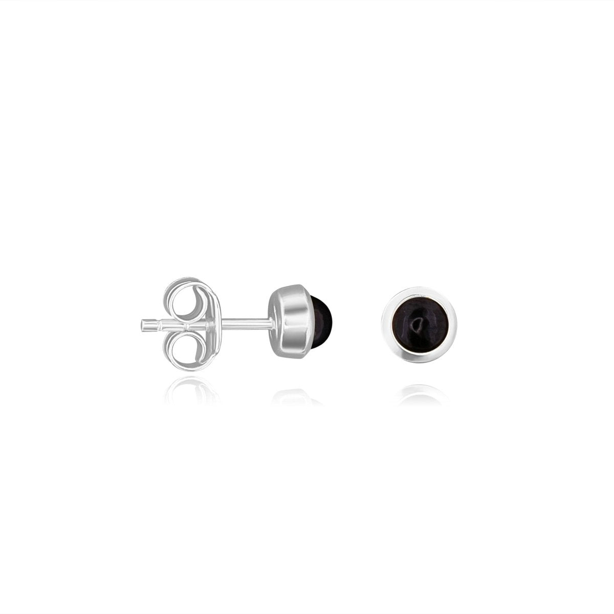 Ohrstecker poliert, rund 6 mm, einfach, mit gefasstem Stein - Shanti Enterprise AG