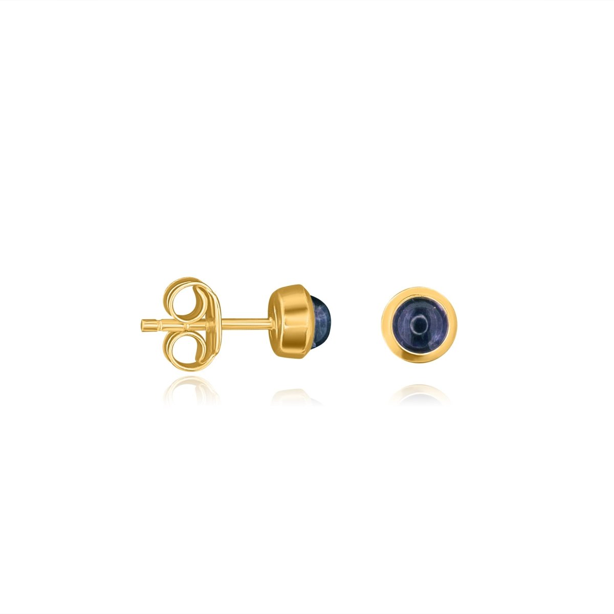 Ohrstecker poliert, rund 6 mm, einfach, mit gefasstem Stein - Shanti Enterprise AG