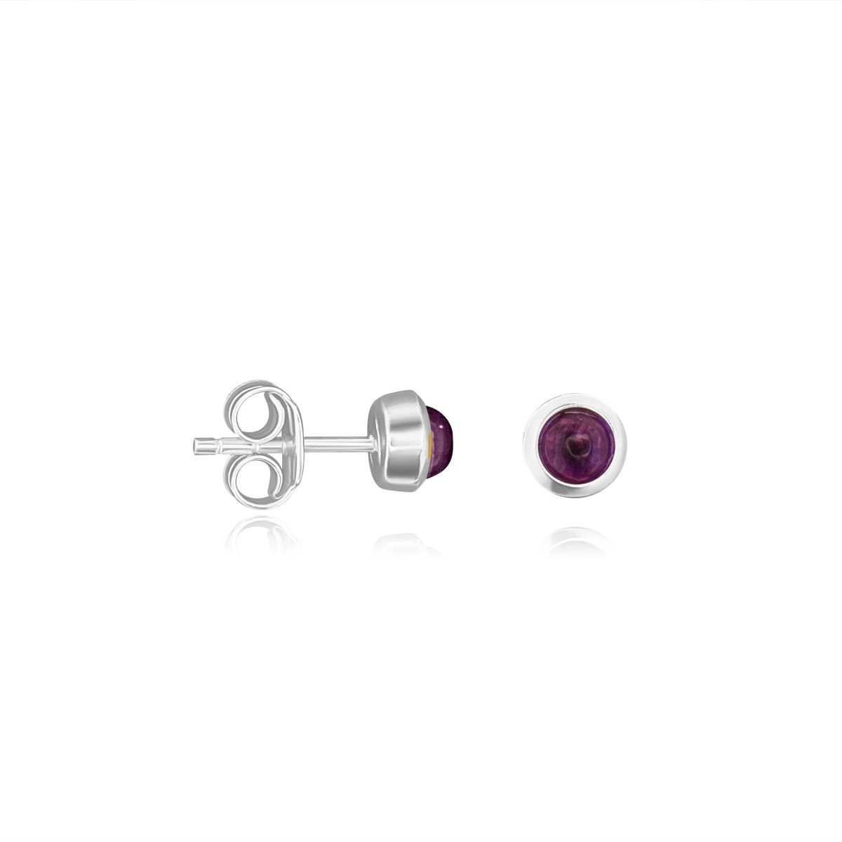 Ohrstecker poliert, rund 6 mm, einfach, mit gefasstem Stein - Shanti Enterprise AG