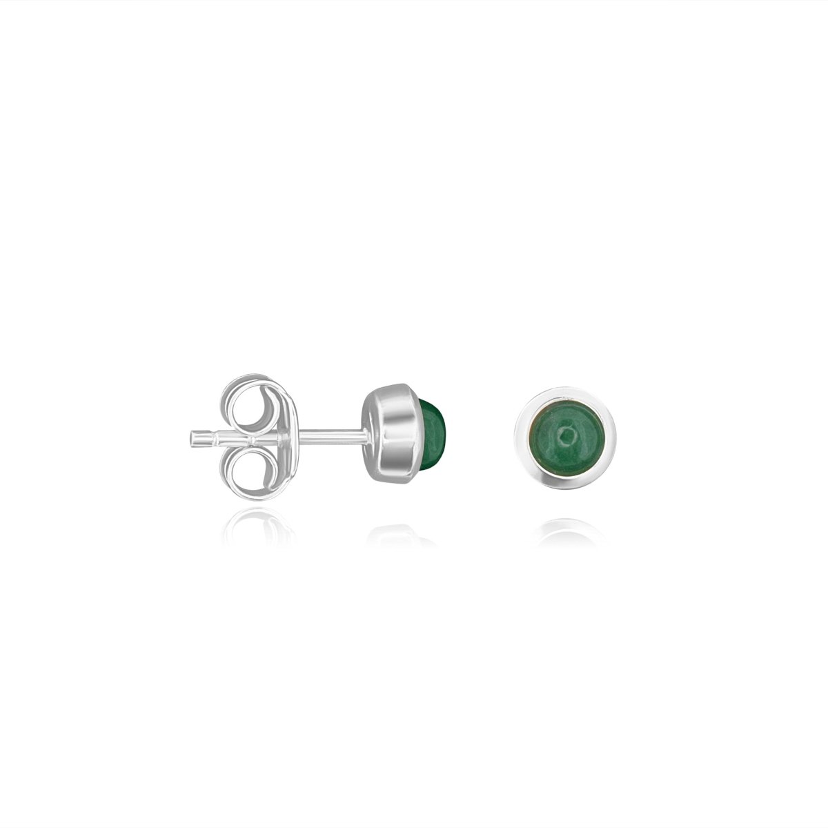 Ohrstecker poliert, rund 6 mm, einfach, mit gefasstem Stein - Shanti Enterprise AG