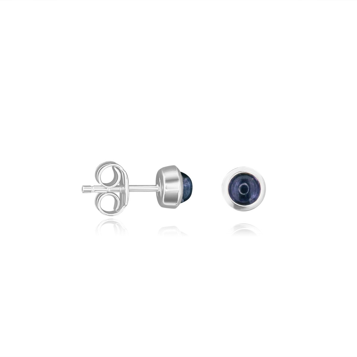 Ohrstecker poliert, rund 6 mm, einfach, mit gefasstem Stein - Shanti Enterprise AG