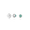 Ohrstecker poliert, rund 6 mm, einfach, mit gefasstem Stein - Shanti Enterprise AG