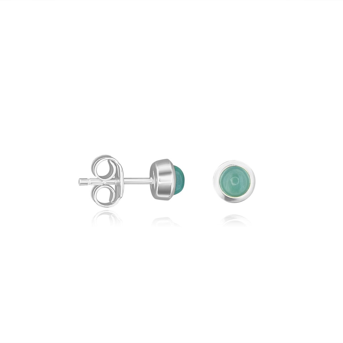 Ohrstecker poliert, rund 6 mm, einfach, mit gefasstem Stein - Shanti Enterprise AG