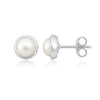 Ohrstecker poliert, rund 8 mm, einfach, mit gefasstem Stein - Shanti Enterprise AG