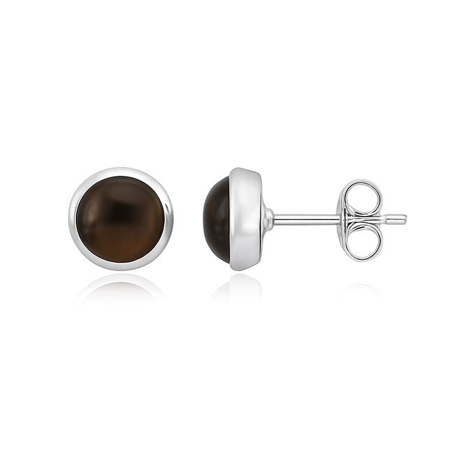 Ohrstecker poliert, rund 8 mm, einfach, mit gefasstem Stein - Shanti Enterprise AG