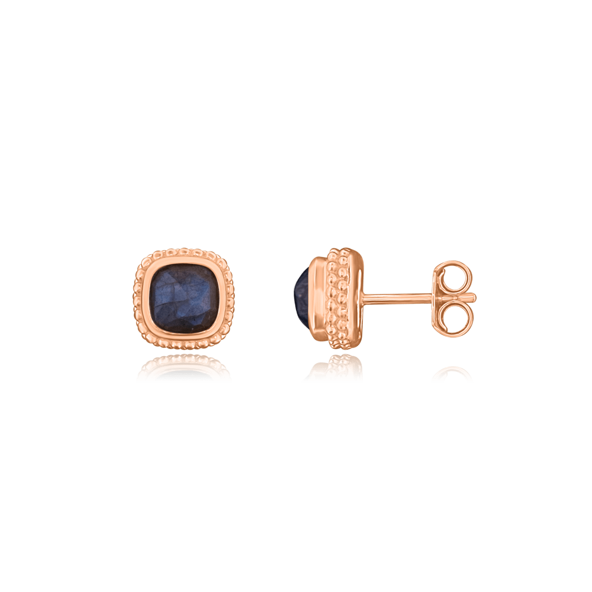 Ohrstecker Silber hell facettiert quadratisch Fassung doppelreihig gepunktet 9x9mm - Shanti Enterprise AG