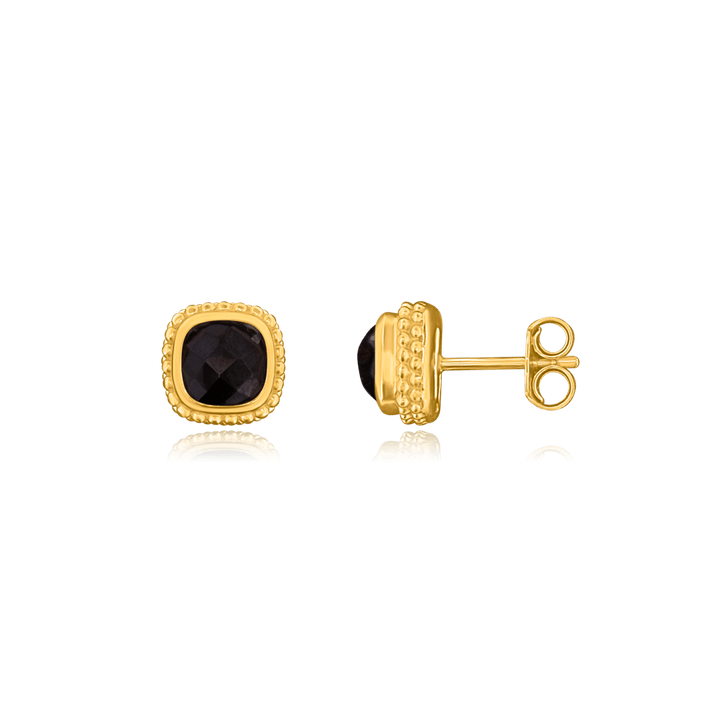 Ohrstecker Silber hell facettiert quadratisch Fassung doppelreihig gepunktet 9x9mm - Shanti Enterprise AG
