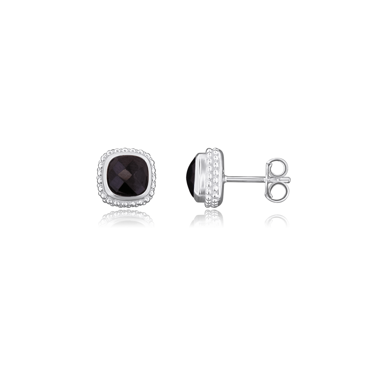Ohrstecker Silber hell facettiert quadratisch Fassung doppelreihig gepunktet 9x9mm - Shanti Enterprise AG