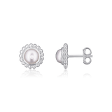 Ohrstecker Silber rund Silberfassung getupft 10 mm