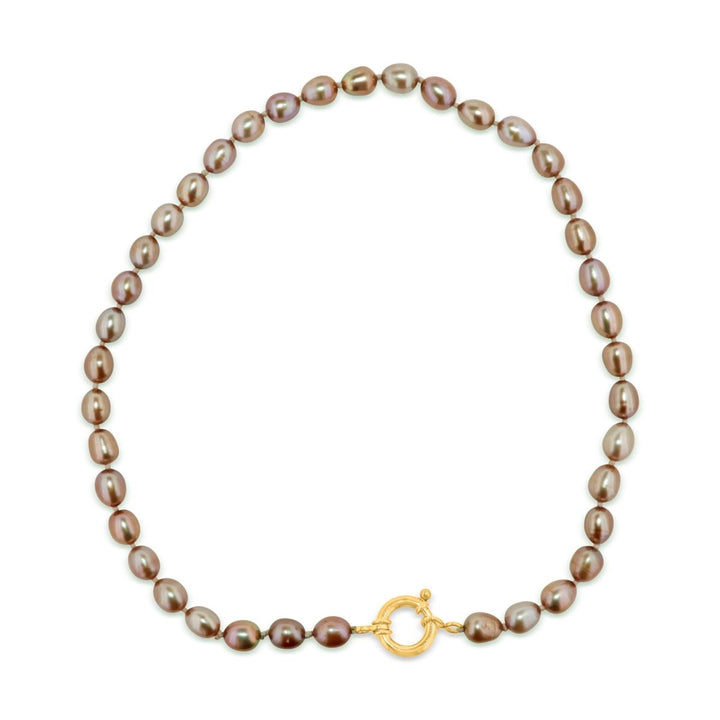 Perlen Kette bronze rosa poliert Oval ca.10x7 mm 43 cm lang geknüpft mit Federring Schloss 15 mm (Kopie) (Kopie) (Kopie) (Kopie) (Kopie) (Kopie) (Kopie) (Kopie) - Shanti Enterprise AG