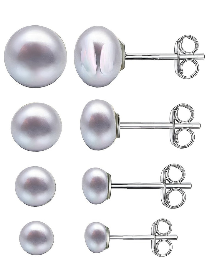 Perlen Ohrstecker halbrund mit Silberbrisur (Naturprodukt Abweichungen möglich) (Kopie) - Shanti Enterprise AG