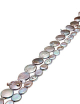 Perlen Strang oval silber/blau flach