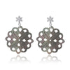 Perlmutt Blume 30 mm Ohrstecker braun schimmernd durchbrochen mit Blumen Brisur Silber 925 - Shanti Enterprise AG