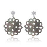 Perlmutt Blume 30 mm Ohrstecker braun schimmernd durchbrochen mit Blumen Brisur Silber 925