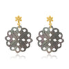 Perlmutt Blume 30 mm Ohrstecker braun schimmernd durchbrochen mit Blumen Brisur Silber 925 - Shanti Enterprise AG