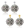 Perlmutt Blume 30 mm Ohrstecker braun schimmernd durchbrochen mit Blumen Brisur Silber 925 - Shanti Enterprise AG