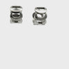 Edelstahl Creolen 13 x 9 mm mit halbmondförmigen Cut Outs und mattierten Flächen