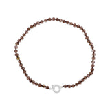 Rauchquarz Kette braun Kugeln facettiert 6 mm 43 cm lang geknüpft mit Federring Schloss 15 mm