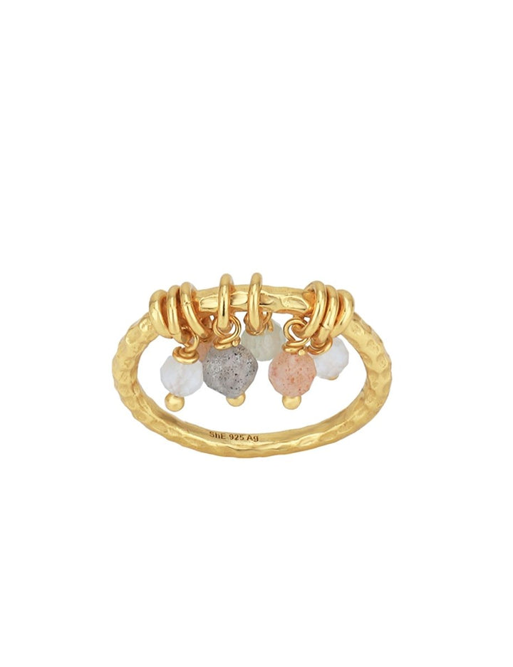 Ring mit Anhänger im taupe Farbverlauf oval Schiene gehämmert 1.8 mm - Shanti Enterprise AG