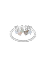 Ring mit Anhänger im taupe Farbverlauf oval Schiene gehämmert 1.8 mm