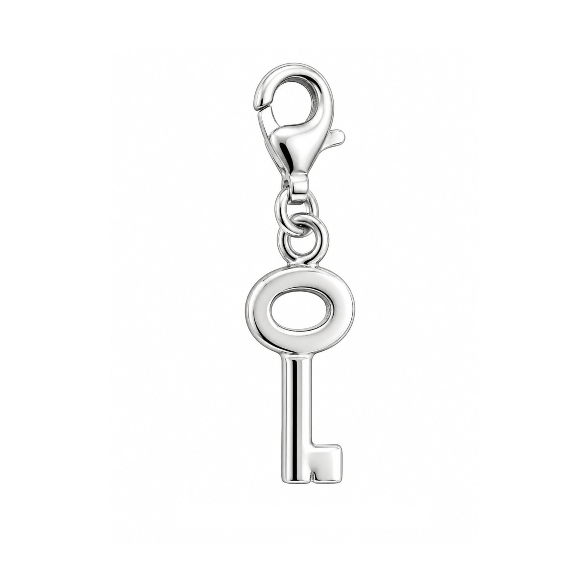 Schlüssel Anhänger Silber hell 20x9 mm mit Karabiner - Shanti Enterprise AG