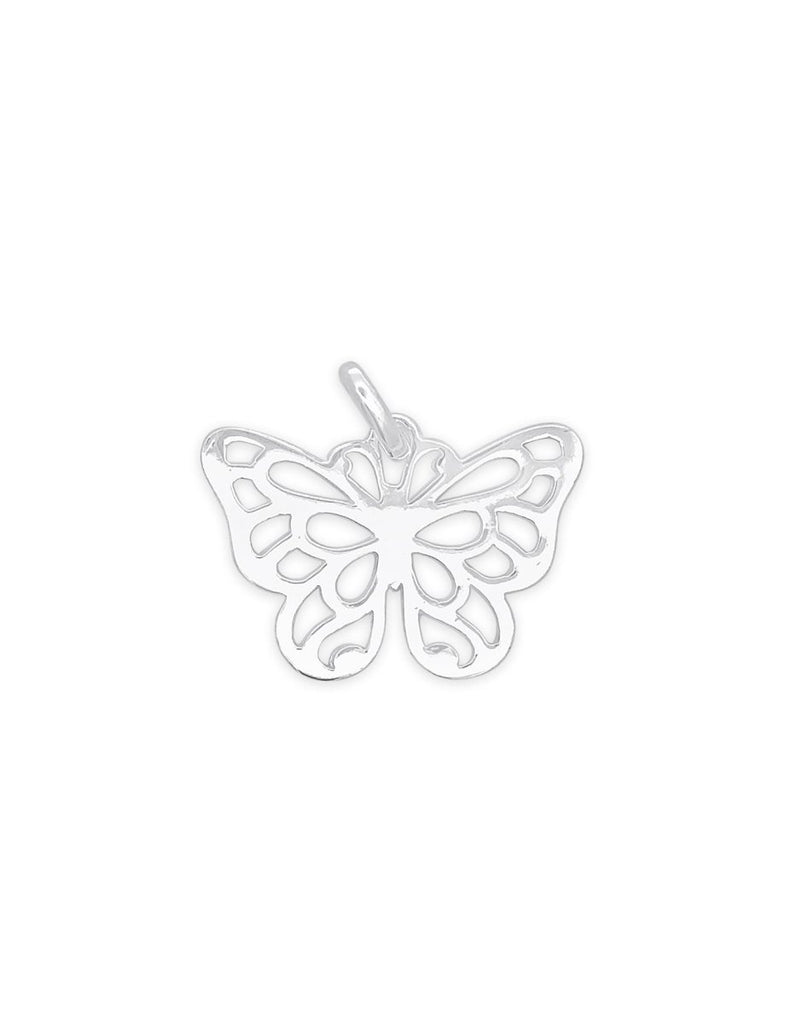 Schmetterling Anhänger Silber hell 22x16 mm verziert durchbrochen massiv mit Öse oval - Shanti Enterprise AG