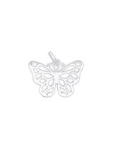 Schmetterling Anhänger Silber hell 22x16 mm verziert durchbrochen massiv mit Öse oval