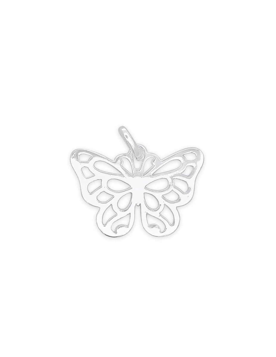 Schmetterling Anhänger Silber hell 22x16 mm verziert durchbrochen massiv mit Öse oval - Shanti Enterprise AG