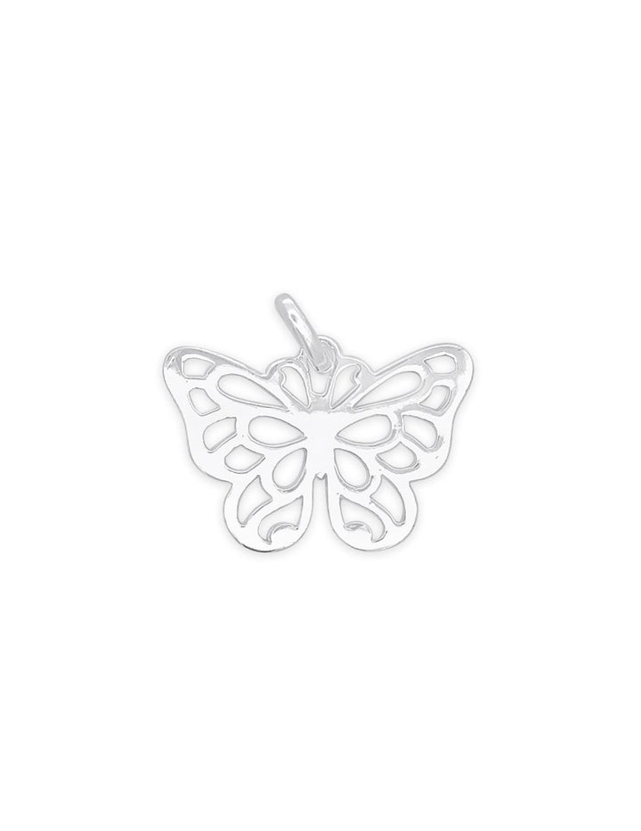 Schmetterling Anhänger Silber hell 22x16 mm verziert durchbrochen massiv mit Öse oval - Shanti Enterprise AG