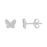 Schmetterling Ohrstecker mit Zirkonia weiss 7 mm