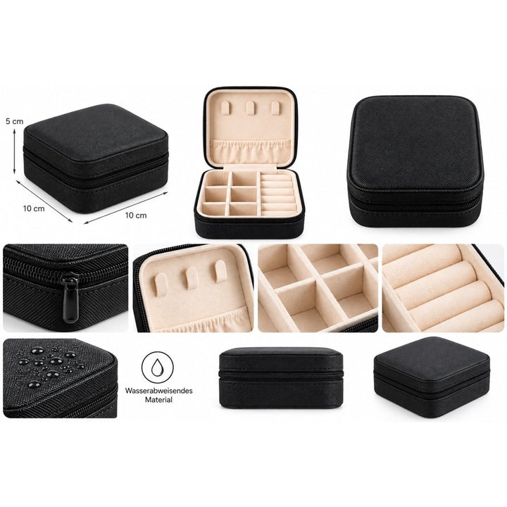 Schmuck Reiseetui kompakt 10 x 10 x 5 cm Schwarz - Shanti Enterprise AG