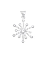Schneeflocken 26 mm Anhänger strahlenförmige Spitzen mit Punkt am Ende mit Öse Silber 925