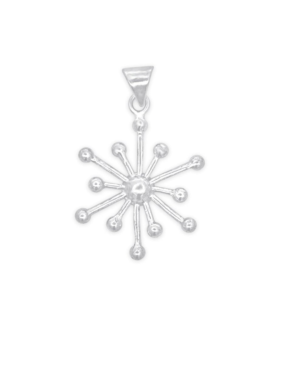 Schneeflocken 26 mm Anhänger strahlenförmige Spitzen mit Punkt am Ende mit Öse Silber 925 - Shanti Enterprise AG